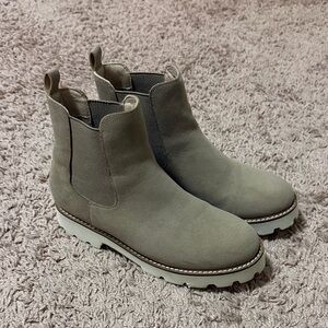 Khaki Suede Chelsea Boots